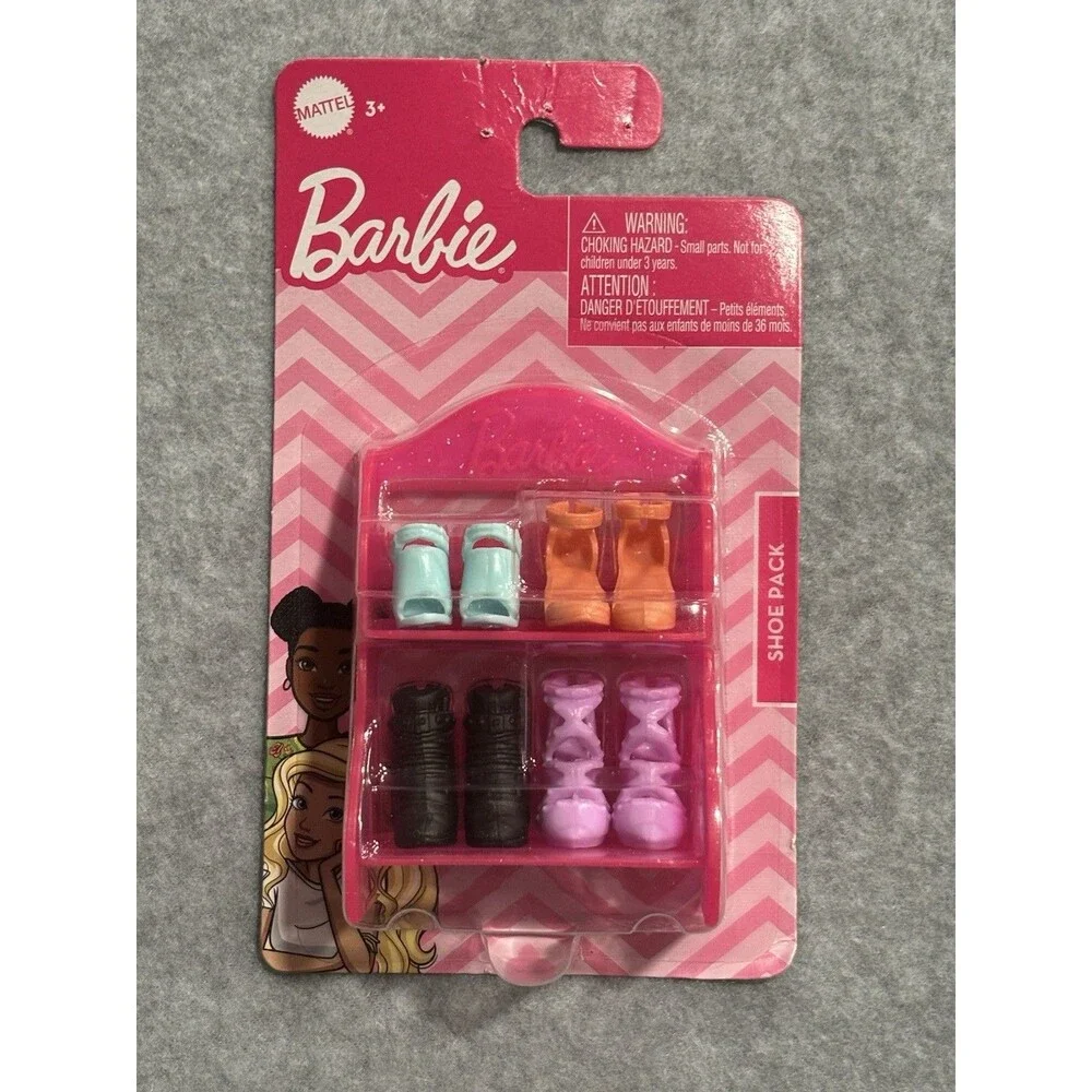 Barbie Fashionistas Accessory Shoe Pack 4 Pairs of Shoes & Shelf Fashions New